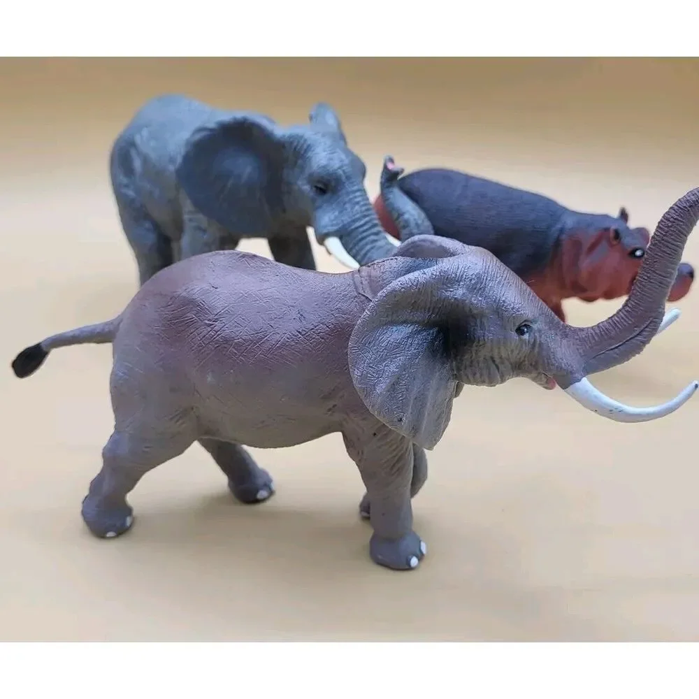 Lot Of 3 Animal Figures‎ Elephants And Hippo